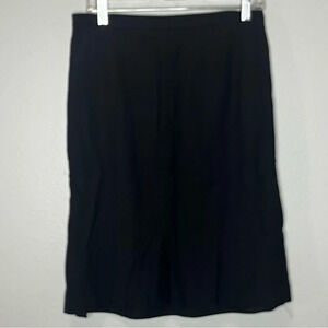 Jones New York Collection Pleated Midi Skirt Women 10 Black Stretch Wool Blend